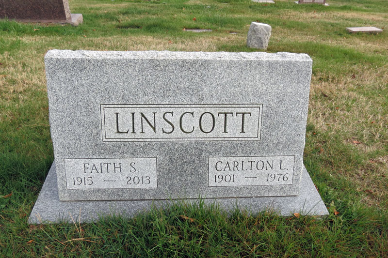 Carlton and Faith Linscott monument
