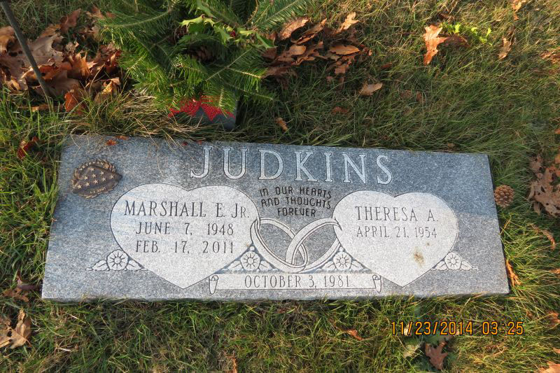 Marshall and Theresa Judkins monument