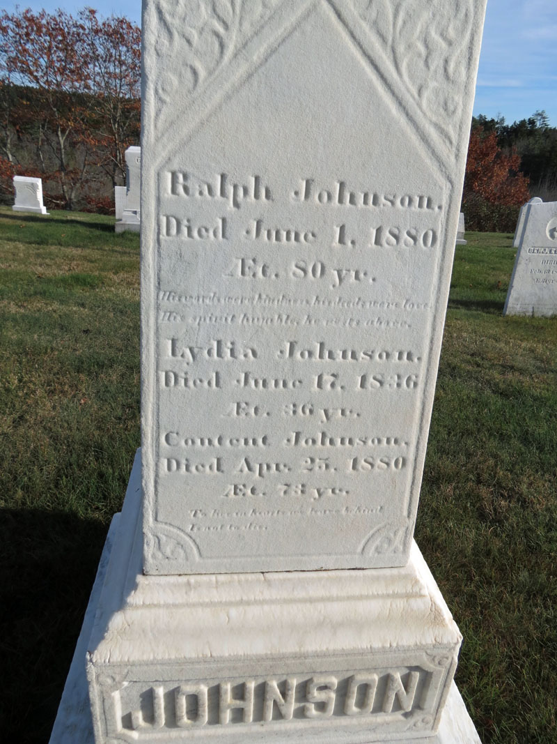 Johnson Family monument front